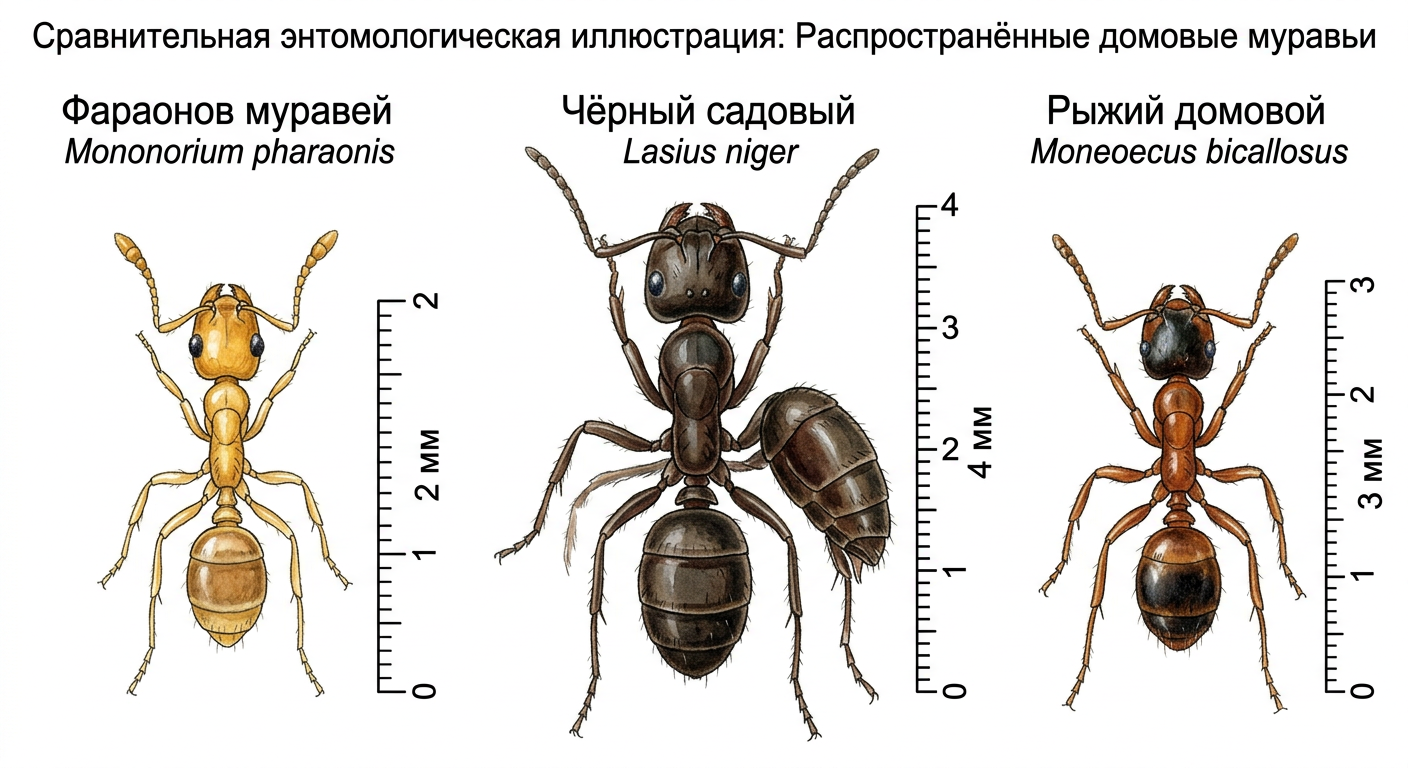 Виды домашних муравьёв