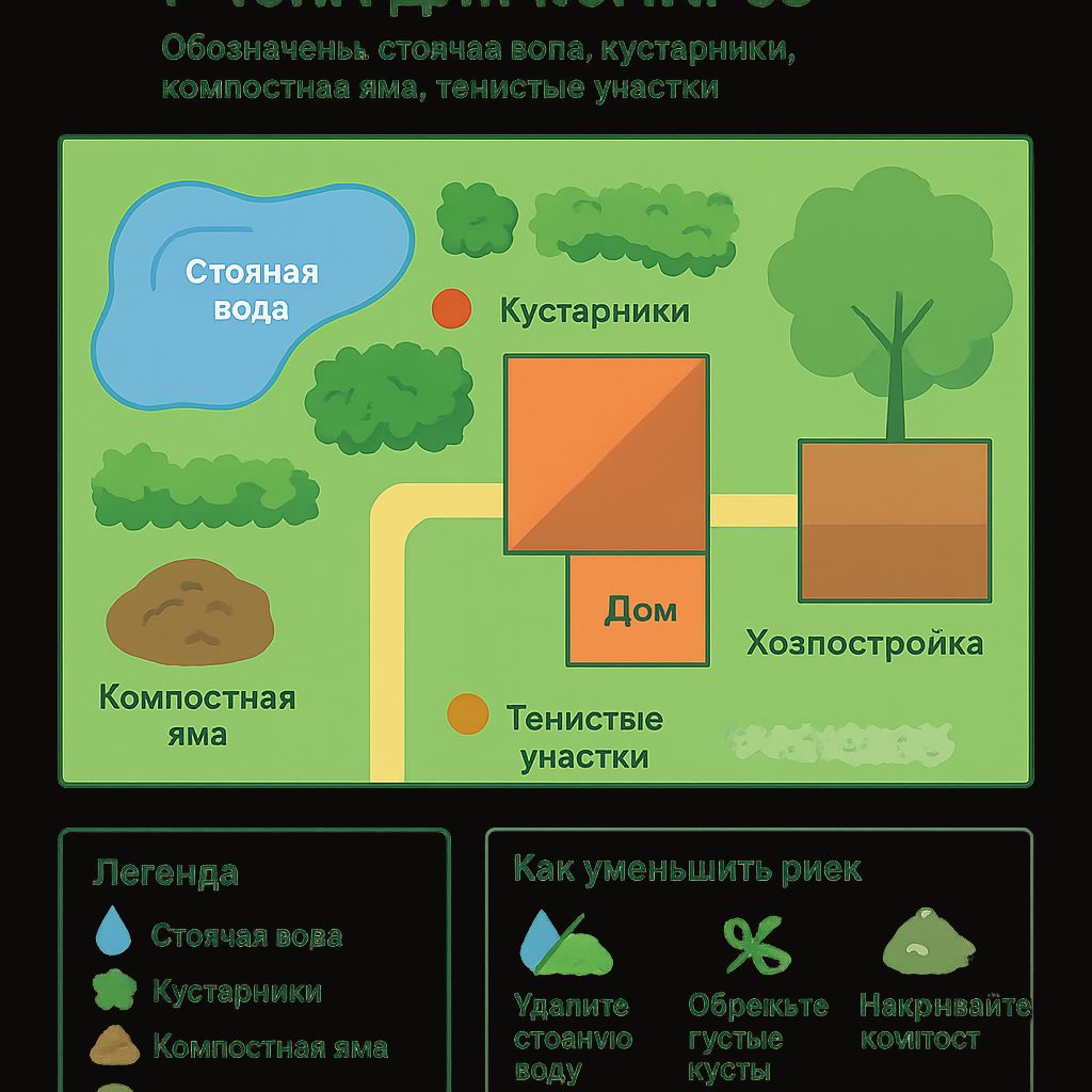 Зоны высокого риска для клещей и комаров на участке перед комплексной обработкой