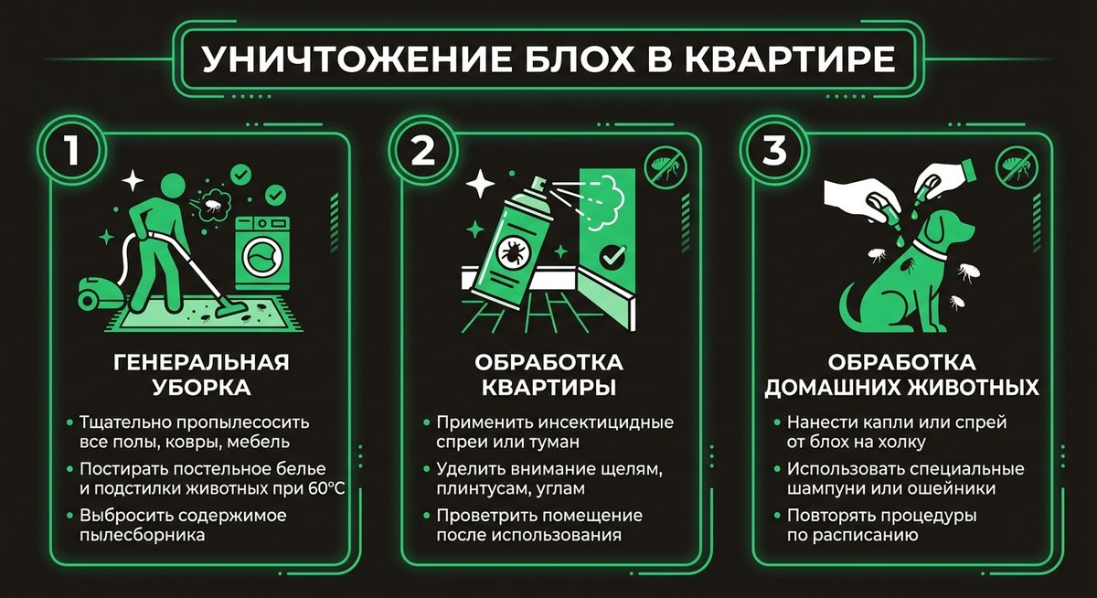 уничтожение блох в квартире — Инфографика