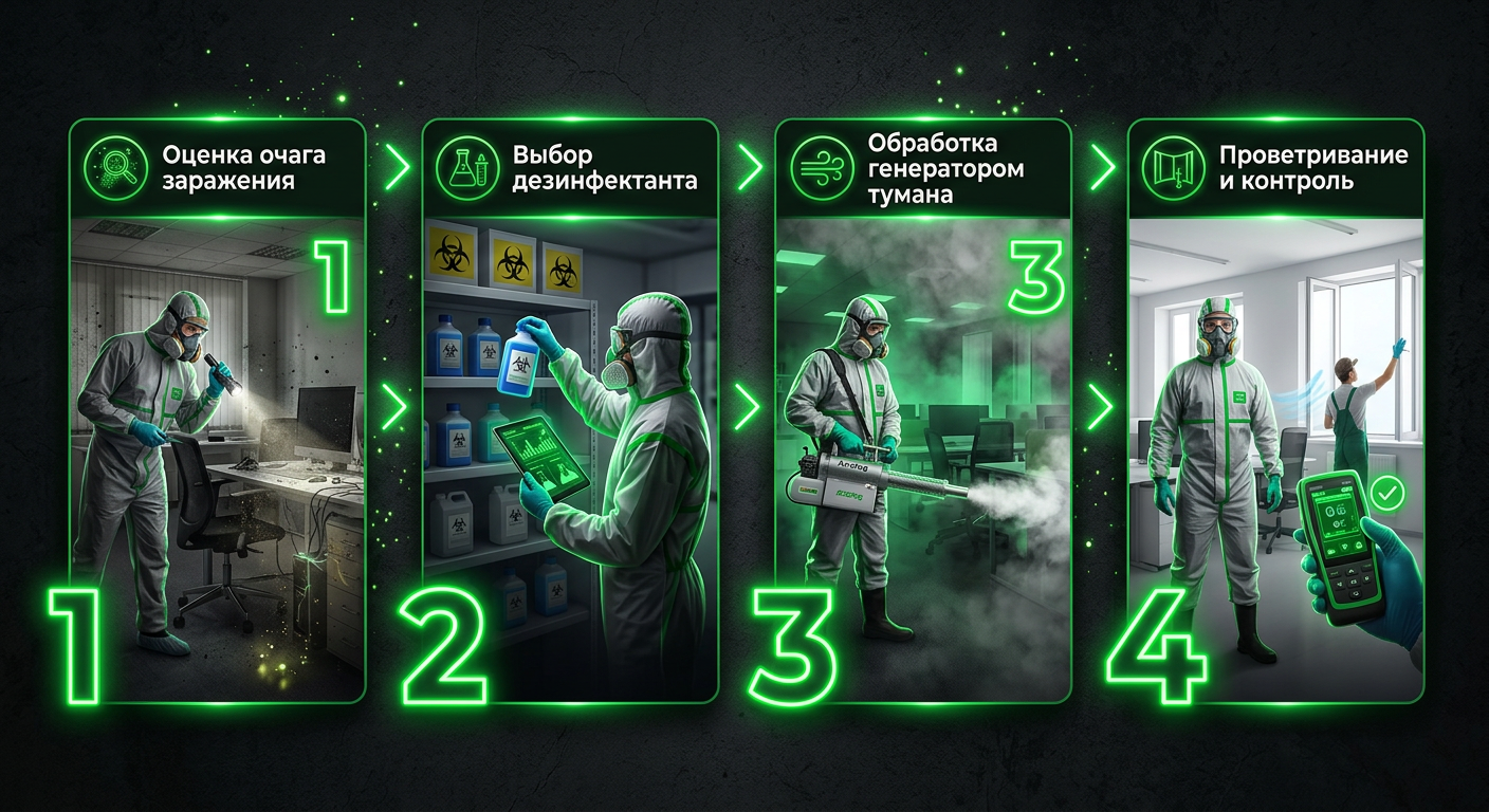 Дезинфекция — Этапы дезинфекции — от заявки до гарантии в Екатеринбурге