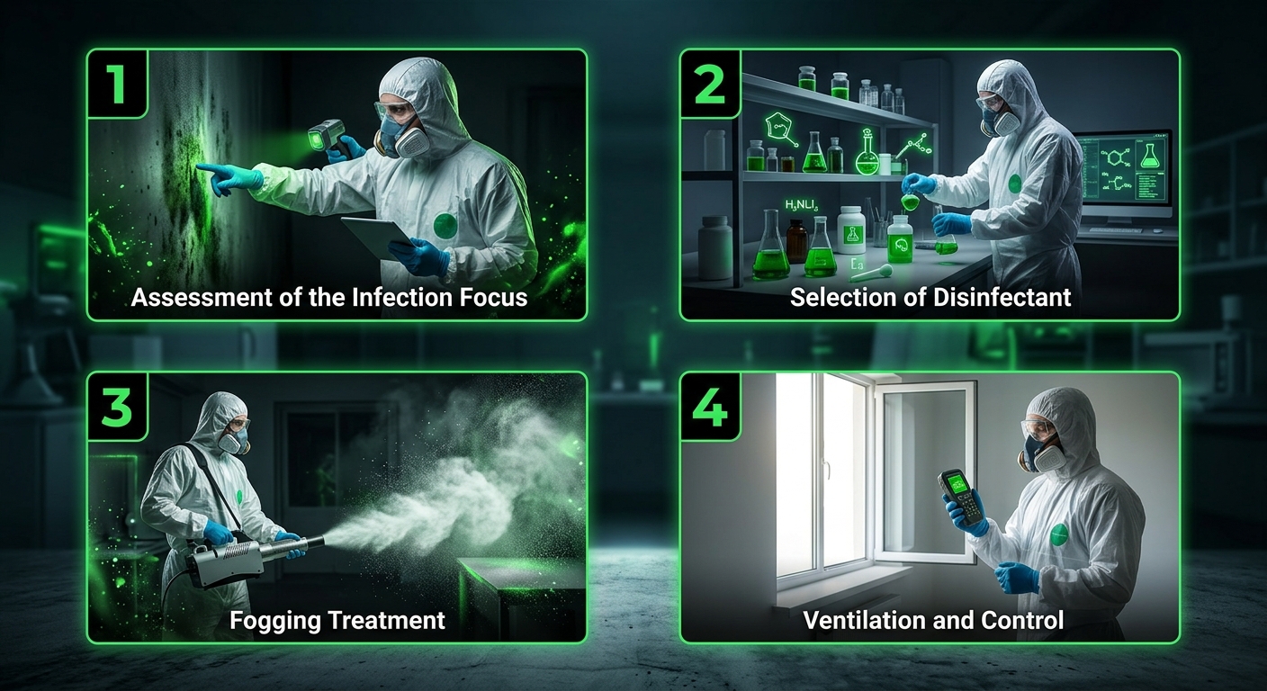 Дезинфекция — Этапы дезинфекции — от заявки до гарантии в Новосибирске