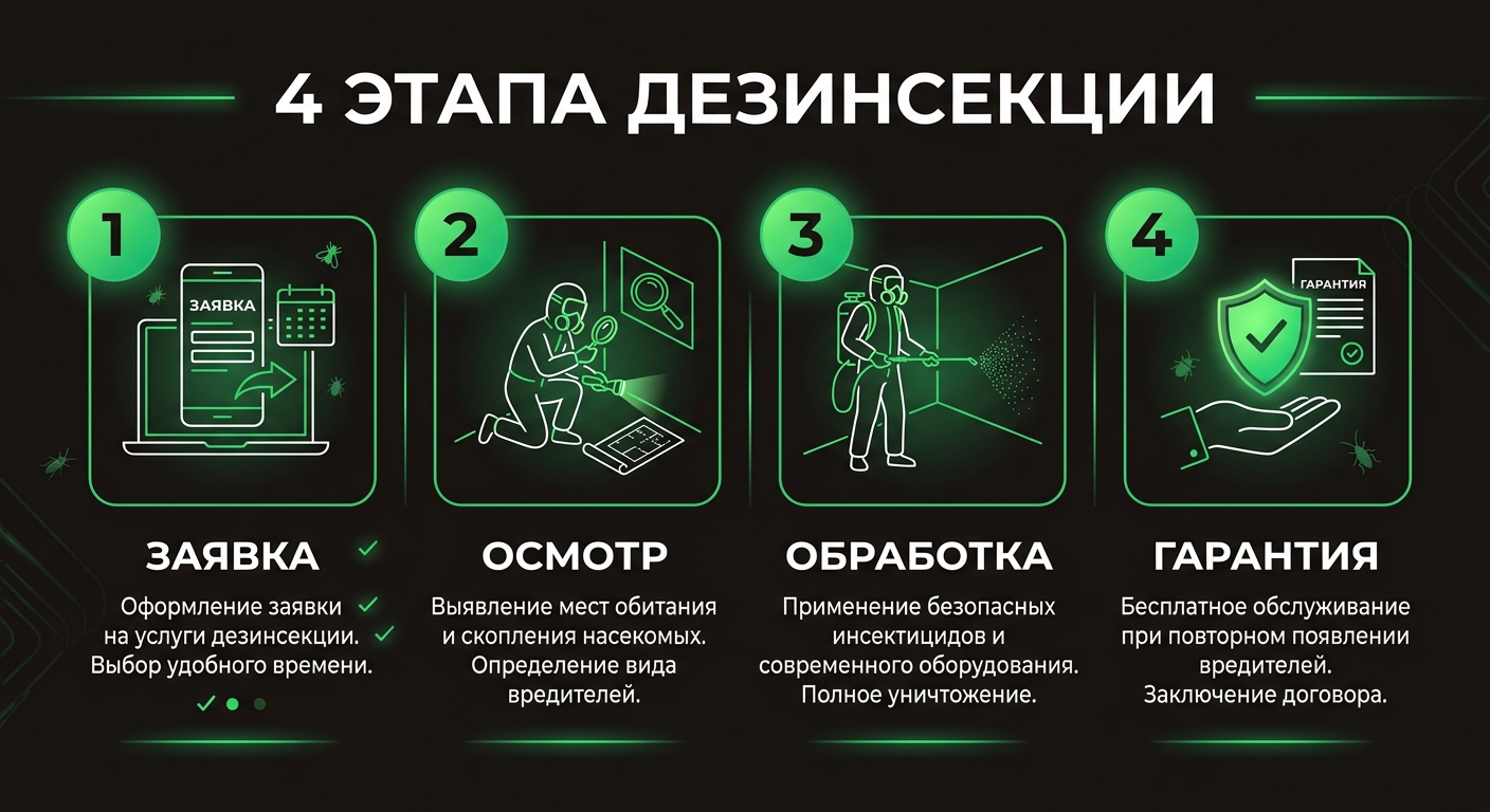 Дезинсекция — Этапы дезинсекции — от заявки до гарантии